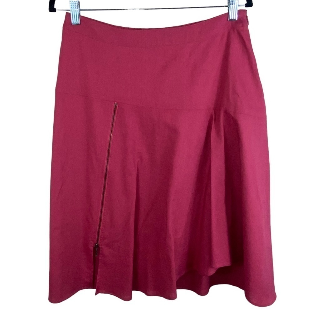 Soft Surroundings‎ Salmon/Pink Skirt petite small Asymmetrical Pleat Zip Front